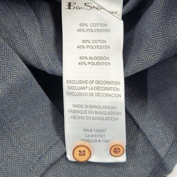 Ben Sherman NWT Mens M Herringbone Button Down Shirt BS35LW434 Camouflage Green - Picture 8 of 8